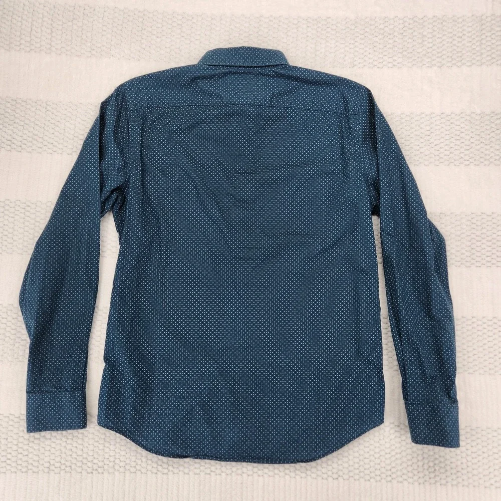 Banana Republic Standard Fit Shirt Navy Blue Micro Dot Button Up Mens Small
